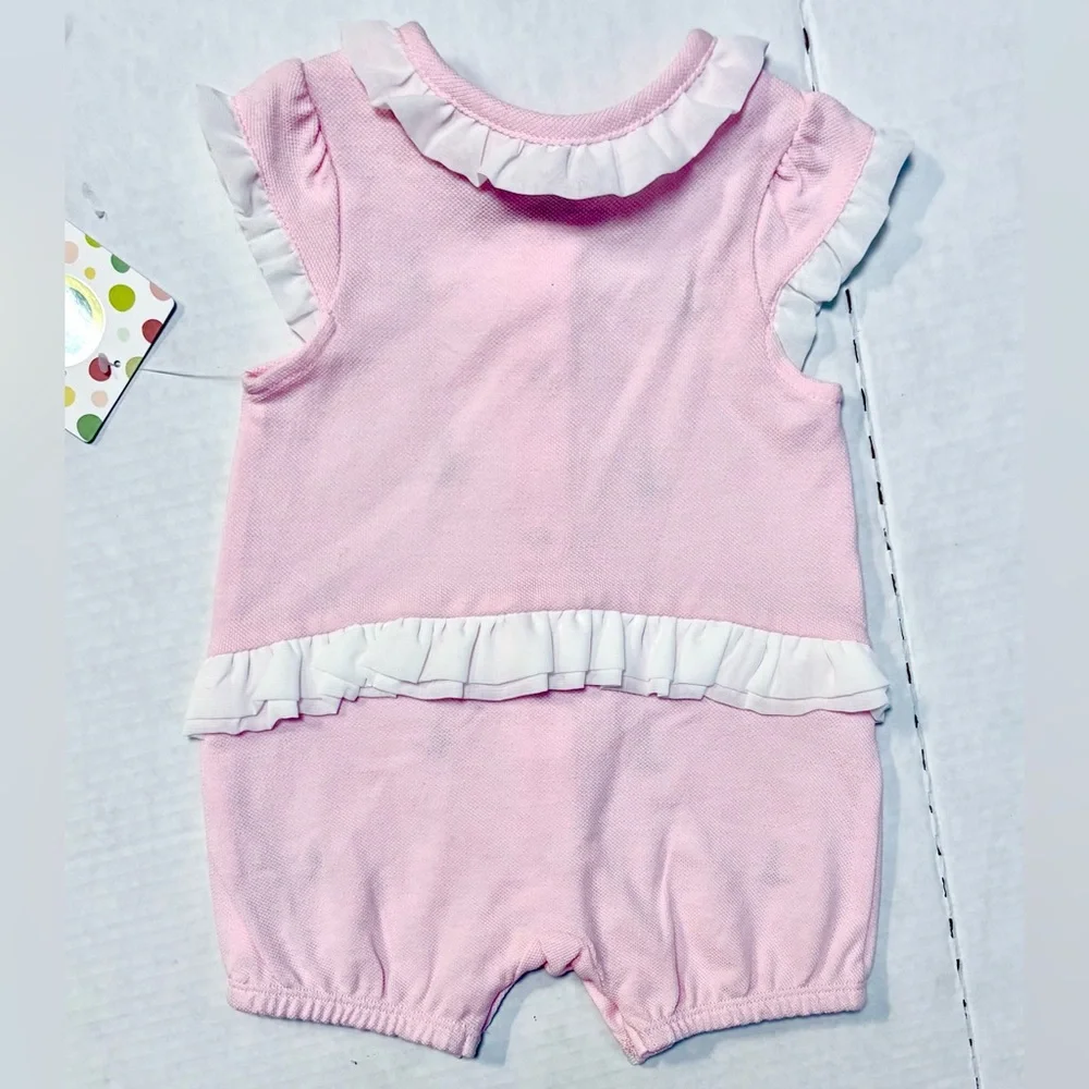Little Me Baby Girl Sailboat Romper 3M Pink Pique Ruffle NWT Coastal Preppy